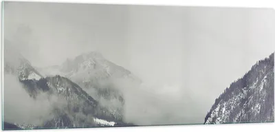 Produktbild von Bilder auf glas - Einteilig - Berge Wald Nebel - 100x40cm - Glasbilder - Wandbilder - Bilder - zum Aufhängen bereit - Wanddekoration aus Glas - Glas Bilder - Wandbild auf Glas - GAB100x40-4270
