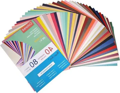 Produktbild von Famanu A4 Farbiges Kartonpapier - 250 g/m² - 80 Blatt, 40 Farben
