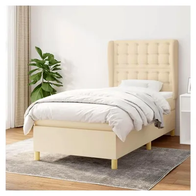 Produktbild von Boxspringbett mit Matratze Creme 100x200 cm Stoff Polsterbett