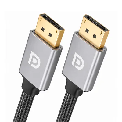 Produktbild von DisplayPort Kabel 2m 8K 60Hz – DP auf DP Monitorkabel, 4K 144Hz & 2K 165Hz, Nylon geflochten für PC, Laptop, Monitor, Beamer & Gaming