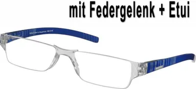 Produktbild von Lesebrille Sehhilfe Lesehilfe +1,0 dpt Transparent blau Federscharnier + Etui