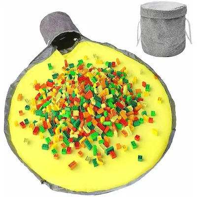 Produktbild von Spielzeugaufbewahrungskorb Mit Spielmatte 1 Stück, Tragbare Lego-Aufbewahrungstasche Mit Rutsche, Für Bausteine Und Spielfiguren