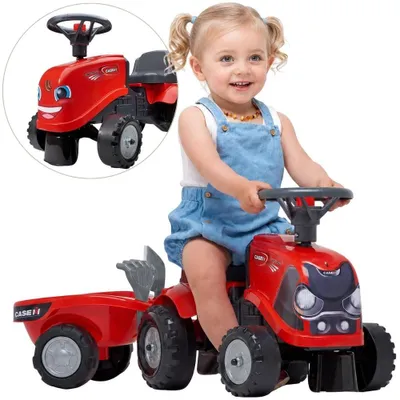 Image de Falk Baby Case Ih Ride-on Rouge avec remorque + accessoires à partir de 12 mois