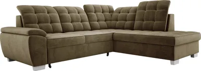 Produktbild von Geräumiges Ecksofa LOTTA In Pflegeleichtem Veloursstoff, Maße 258x212cm, Optimal Für Familien, Mit Praktischem Bettkasten Und Modernem Design Anordnung auf der Rechten Seite Farbe: GRÜN