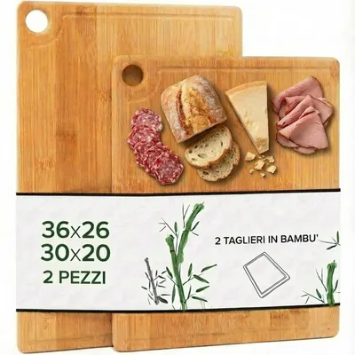 Produktbild von Set von 2 Holzschneidebrettern - Antibakteriell und Mit Anti-Rutsch-Rand