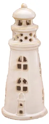 Produktbild von Leuchtturm-Statue - Creme - Keramik - 8 x 19 cm - gros - Dekoration