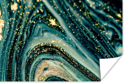 Produktbild von MuchoWow® Poster Marmoroptik - Luxus - Gold - Türkis - Glitzer 120x80 cm - Bilder