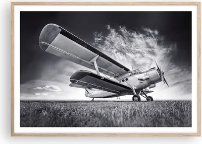 Produktbild von Gerahmtes Poster - Rahmen in heller Eiche - Flugzeug An-2 Schwarzweiß - 100x70 cm - Wand Bild - Wanddeko - Wandbilder - Wandposter - Bilderrahmen - Bilder - Kunstdruck - Wandbild - P2NAA100x70-4363