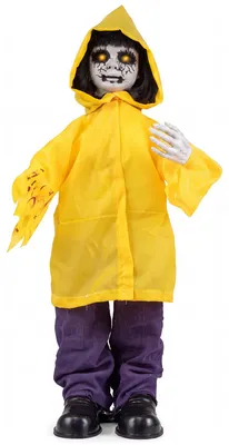 Produktbild von COSTWAY Halloween-Dekoration, 76,5 cm gruselige Requisite, Lebensgroße Halloween-Animatronic-Geistfigur mit Soundaktivierung und leuchtenden Augen