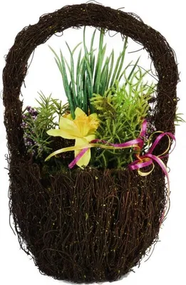 Obrázok produktu pre Farebná sada umelých kvetov v košíku 25 cm - veľkonočný darček