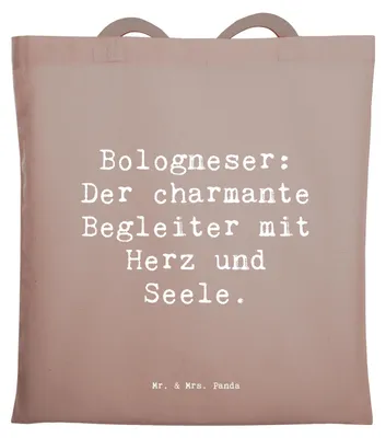 Produktbild von Mr. & Mrs. Panda Tote Bag Spruch Bologneser Begleiter - Braun Pastell - Geschenk, Shopping Tasche, charmanter, italienische Hunderassen, Laptoptasche, soziale Hunde, Hund