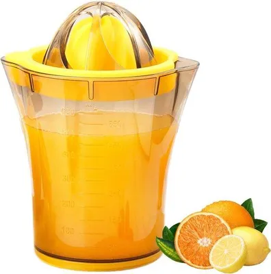 Produktbild von Manuelle Zitruspresse - Zitronenpresse - Zitruspresse - Zitronenpresse - Limettenpresse - Orangensaftpresse - Mit Messbecher - Für Orange, Zitrone, Limette - Mit Saftauffang - 600 ml