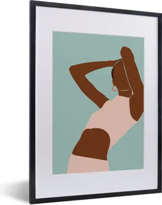 Produktbild von MuchoWow® Gerahmtes Poster Frau - Sommer - Abstrakt 30x40 cm - Poster mit Schwarzem Bilderrahmen Wandposter Rahmen Foto Bilder - Wandposter Schlafzimmer