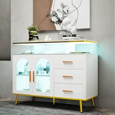 Obrázok produktu pre Skriňa do kuchyne – Komoda – Úložná skrinka – Komoda – Komoda – Biela – 3 zásuvky a 2 dvierka