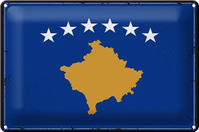 Produktbild von Blechschild Flagge Kosovo 30x20cm Retro Flag of Kosovo