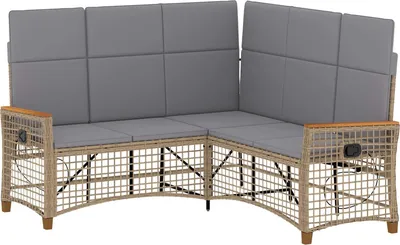 Image de vidaXL Ensemble canapé de jardin beige et gris clair 164 x 164 x 112 cm