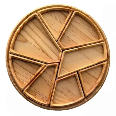 Produktbild von Abnehmbares Holztablett, aus natürlichem Holz, mit 8 Fächern zur praktischen Aufbewahrung von Snacks, ideal für den Esstisch, als Geschenk
