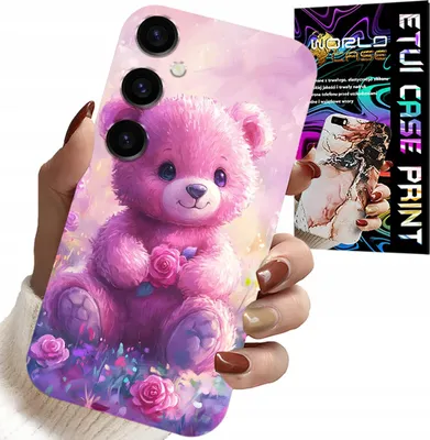 Produktbild von Hülle Für Samsung Galaxy A55 5G - Süsser Teddybär Auf Rosa Hintergrund, Hülle + Glas