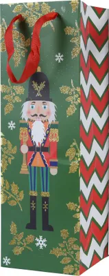 Produktbild von Geschenktüte Flasche Weihnachten 12x10x36cm mit Henkel 1 Stück Grün
