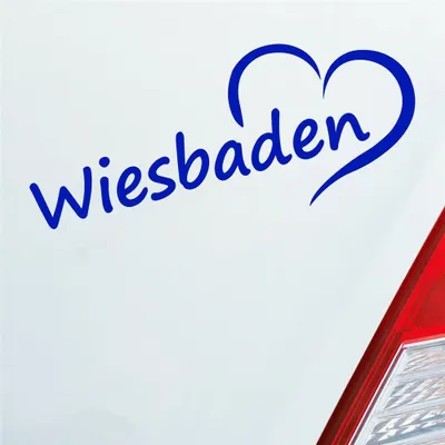 Produktbild von Auto Aufkleber Wiesbaden Herz Stadt City Liebe Love Heart 19,5x8 cm Dunkelblau Sticker Heckscheibenaufkleber