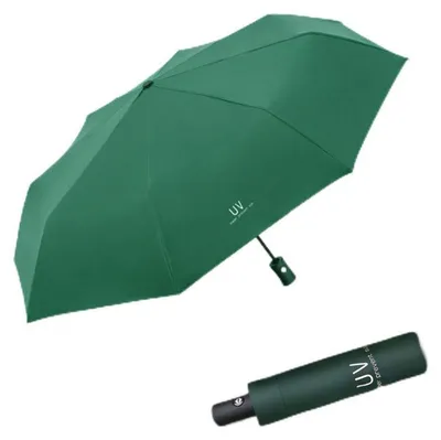 Produktbild von Regenschirm Faltbar Sturmfest Winddicht Wasserdicht UV-beständig Dunkelgrün