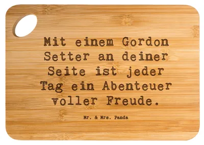 Produktbild von Mr. & Mrs. Panda Holzbrett Spruch Gordon Setter Freude - Transparent - Geschenk, vesperbrett, Frühstücksbrett, Hundeliebhaber, Hund, Familienhund, Schneidebrett