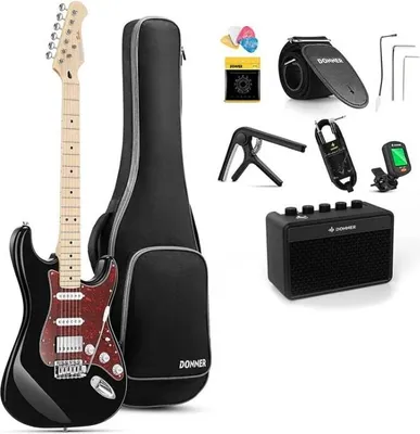 Produktbild von E-Gitarren-Set DST-152 Stratocaster H-S-S schwarz inkl. 5W Verstärker, Gigbag & Stimmgerät