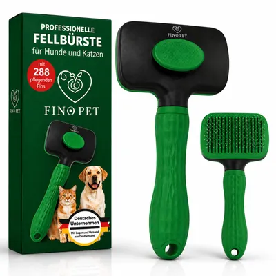 Produktbild von FinoPet Hundebürste/Katzenbürste für alle Felltypen mit Selbstreinigungsknopf, Zupfbürste für Entfernung Unterwolle löst Verfilzung, KI-generiertes Bild