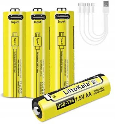 Obrázok produktu pre Akumulátor Liitokala USB T36 USB-C 1,5 V AA 2400 mAh 3600 mWh, 4 ks