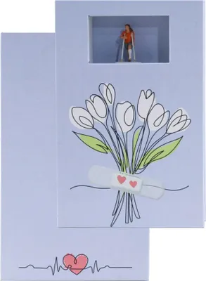Produktbild von NOCH Geschenkbox „Gute Besserung“, mit handbemalter Miniaturfigur, besondere Geschenkidee für Genesungswünsche und kleine Überraschungen