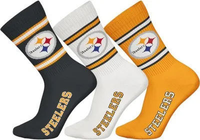 Produktbild von NFL Pittsburgh Steelers 3er-Pack weiche Baumwoll-Socken | 43/46 Schwarz/Weiß/Gelb Fanzone Artikel