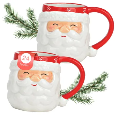 Image de Père Noël Tasses de Noël 24 pièces multicolores 10 cm, 400 ml