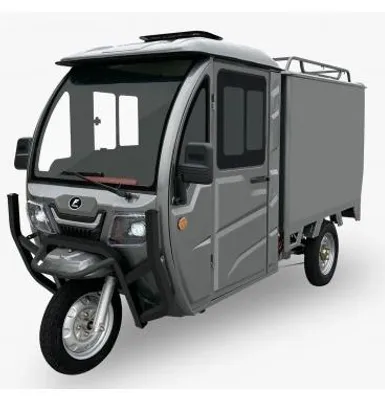 Produktbild von Elektro-Lastendreirad Cargo Cabin Box E-Mobil mit Kabine 45 km/h Straßenzulassung - 72V/58Ah Blei-Gel-Akku, 80 km Reichweite Elektromobil Silber