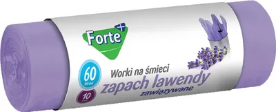 Immagine prodotto di SACCHETTI PER RIFIUTI PROFUMATI CON MANICI FORTE+ 60L 10 pz. LAVANDA