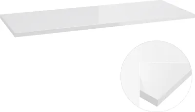 Produktbild von Waschtischplatte 120 x 46 cm SOFIA-107 Hochglanz weiß lackiert, B/H/T: ca. 120/2,5/46 cm