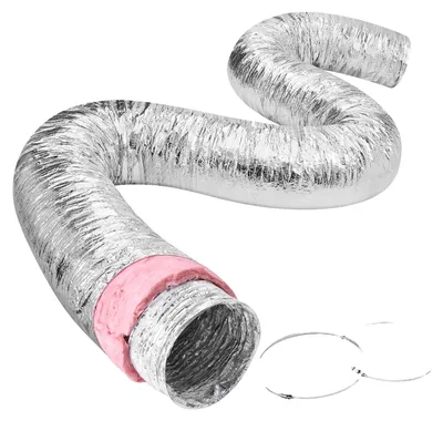 Immagine prodotto di Tubo flessibile in alluminio VEVOR lungo 7620 mm Tubo flessibile di ventilazione Φ108 mm Tubo flessibile in alluminio Condotto d'aria R-6 Valore di resistenza termica Spessore del tubo 25 mm Tubo in alluminio Tubo flessibile Ovatta isolante Owens Corning Condotti d'aria