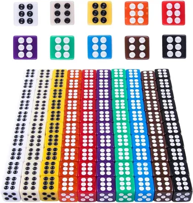 Imagen del producto de Dados de seis caras, 100 unidades, 12 mm, de acrílico, para juegos de mesa