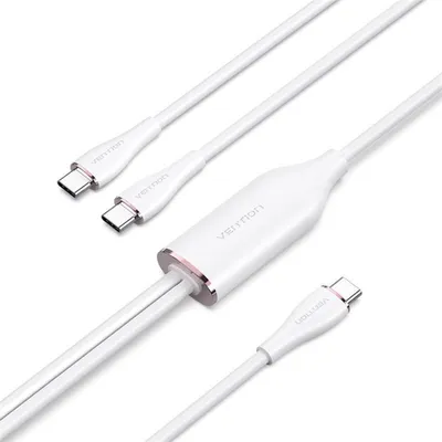 Immagine prodotto di Vention USB 2.0 Tipo-C maschio a 2 Tipo-C maschio 5A Cavo da 1,5 m in silicone bianco