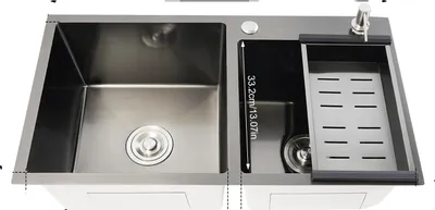 Obrázek produktu pro Kuchyňský dřez, dvojité umyvadlo, odolná nerezová ocel, černý