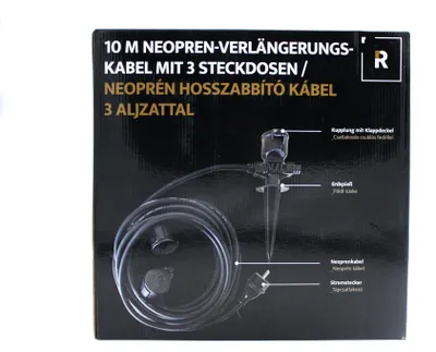 Produktbild von 10 M Neopren-Verlängerungskabel mit 3 Steckdosen Zuleitung