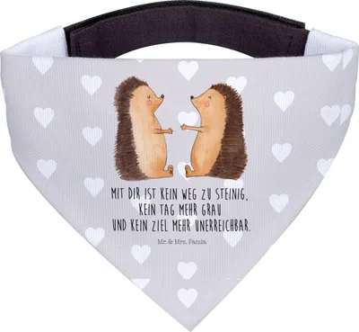 Produktbild von Mr. & Mrs. Panda Hundehalstuch Igel Liebe - Grau Pastell - Geschenk, Halstuch, Freundin, Tuch, Für Hunde, Hochzeitstag, Freund, Hochzeit, Hunde-Halstuch, Hund