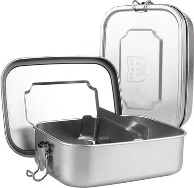 Immagine prodotto di Contenitore bento in metallo, 1200 ml, a tenuta stagna, acciaio inossidabile, per il lavoro, le escursioni, i picnic