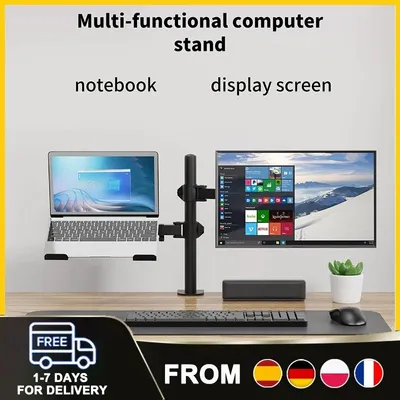 Produktbild von Monitor- und Laptopständer. Vollständig verstellbar. Ergonomisches Design. 360° Drehung. Platzsparend für Bildschirme bis 13 Zoll