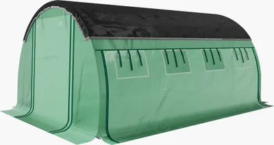 Produktbild von 4 x 3 x 2 m Polytunnel-Gewächshaus mit Sonnenschutznetz, rollbaren Seitenwänden, Kunststoff-Abdeckung, Stahlrahmen, Grün