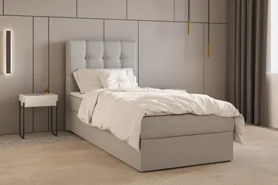 Produktbild von Kontinentalbett, Boxspringbett, Bett mit bettkasten, Bonell-Matratze und Topper, Doppelbett - Boxspringbett 05 - 90x200 - Hellgrau - Hugo 91