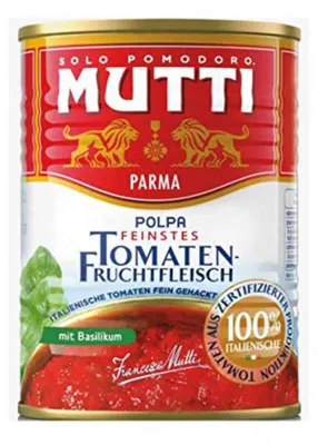Obrázek produktu pro Dužina rajčat Mutti Polpa jemně nakrájená s bazalkou 400g