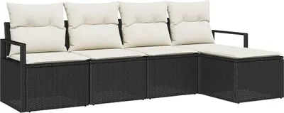 Immagine prodotto di vidaXL Set di divani 5 pezzi in polirattan nero