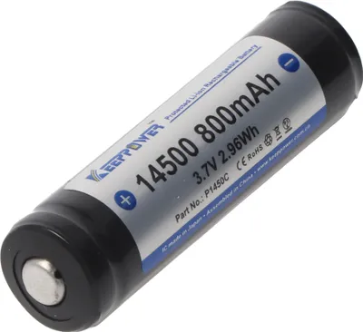 Produktbild von Keeppower 14500 mit 800mAh, 3,7V Li-Ion-Akku geschützt, 52 x 14,3mm Abmessungen