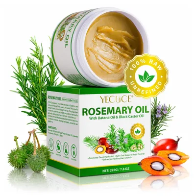 Immagine prodotto di Olio per capelli, olio di rosmarino, olio di batana, olio di ricino nero, per la crescita dei capelli, cura dei capelli, vegano, 220g