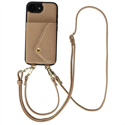 Image de Étui Selencia Sera avec cordon et pochette pour cartes pour l'iPhone 17 / 16 d'Apple - Taupe